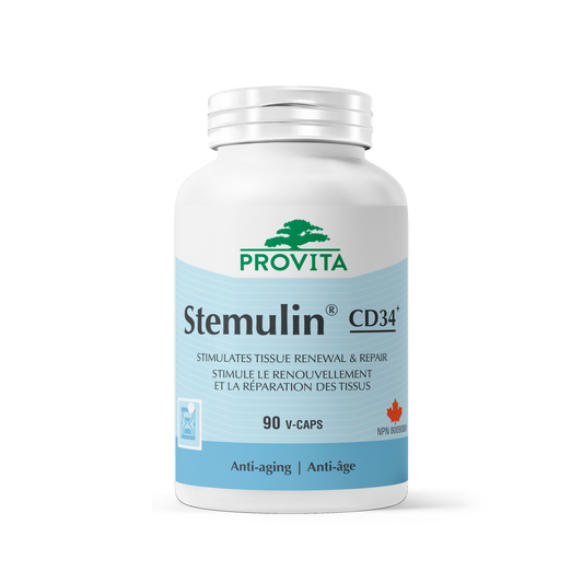 Stemulin® CD34+ supplement bottle for supporting natural resilience and overall health.