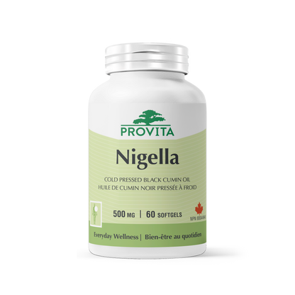 Nigella Black Cumin Seed Oil softgels for allergies, asthma support, immunity booster, antibacterial properties.